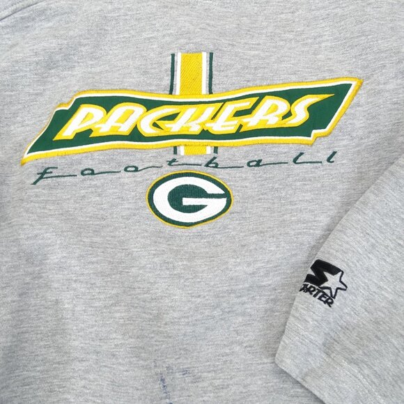 Vintage Starter Green Bay Packers NFL Stitched Gray Sweatshirt M Distressed - Picture 2 of 8